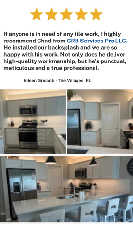 5-star customer review for CRB Services Pro, a tile contractor in The Villages, FL.