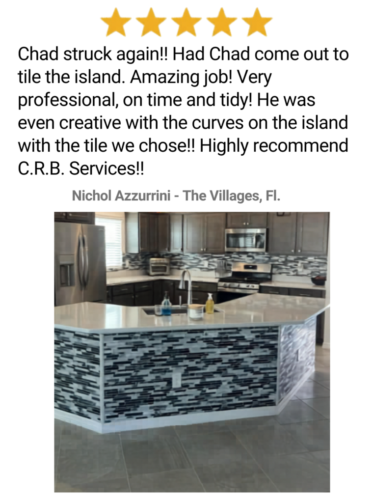 5-star customer review for CRB Services Pro, a tile contractor in The Villages, FL.