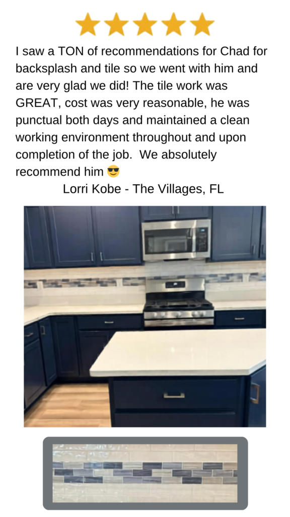 5-star customer review for CRB Services Pro, a tile contractor in The Villages, FL.