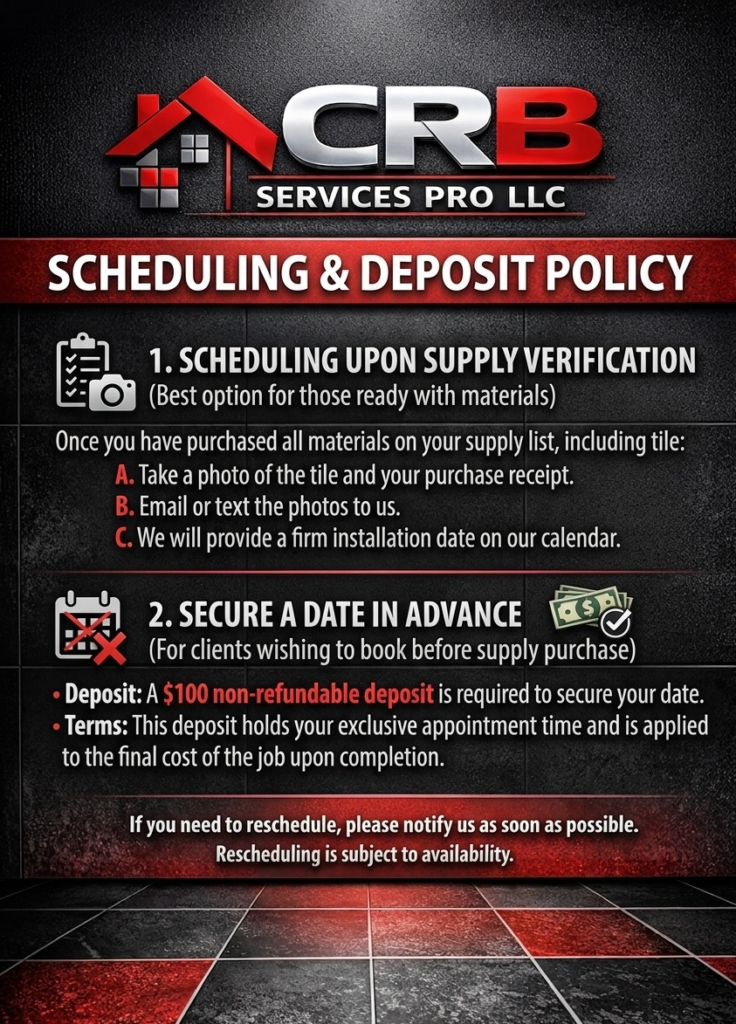 Deposit policy for CRB Services Pro