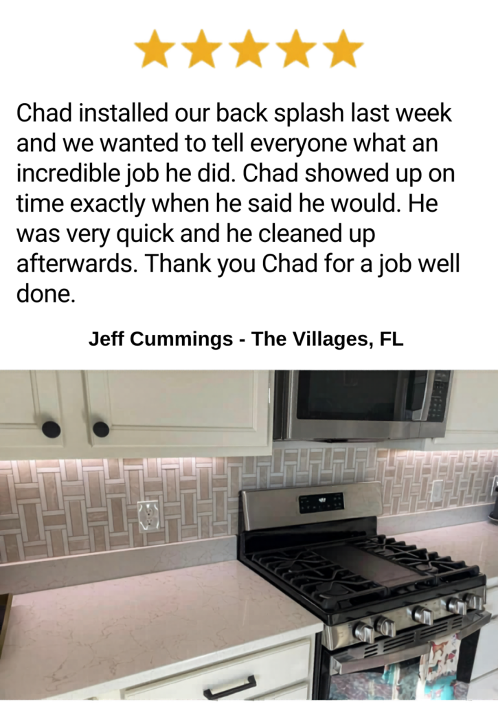 5-star customer review for CRB Services Pro, a tile contractor in The Villages, FL.