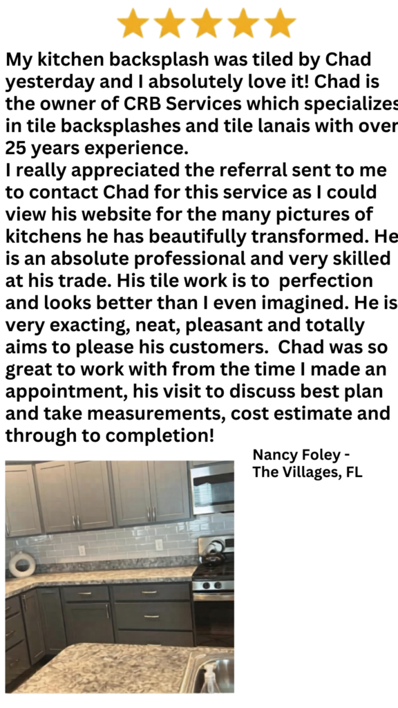5-star customer review for CRB Services Pro, a tile contractor in The Villages, FL.