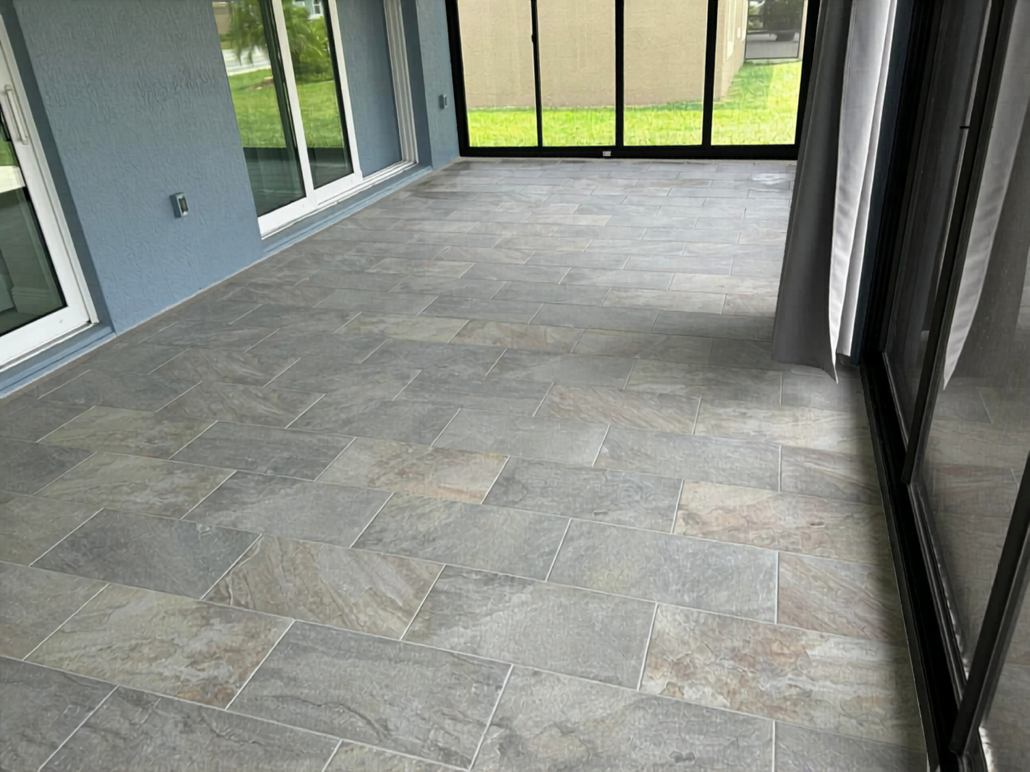 natural beauty to your porch with slate-look porcelain floor tile, combining deep organic textures with the easy cleanup of premium porcelain.